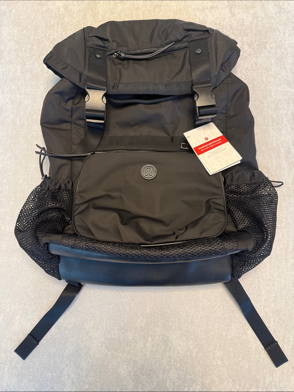 lululemon athletica Black Men's Backpack with Front Pocket and Mesh Side Pockets